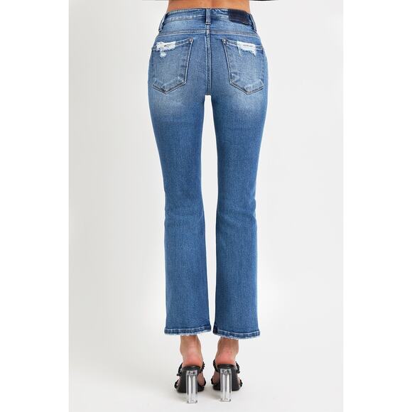 RISEN Mid Rise Ankle Straight Jeans with Pockets - RDP5320RT - Size 7/28 - Picture 2 of 6